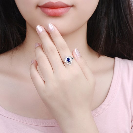 14k Gold 1.00 Ctw Natural Sapphire & Diamond Ring - 5