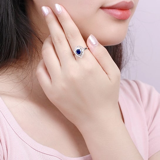 14k Gold 1.00 Ctw Natural Sapphire & Diamond Ring - 6