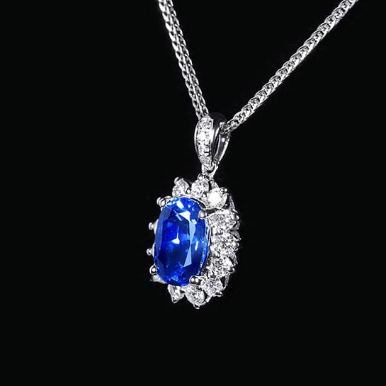 14k Gold 1.40 Ctw Natural Sapphire & Diamond Pendant( Without Chain ) - 2