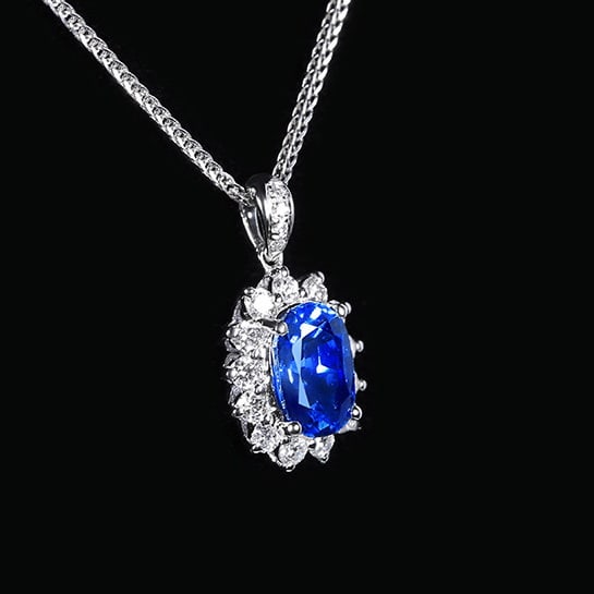 14k Gold 1.40 Ctw Natural Sapphire & Diamond Pendant( Without Chain ) - 3