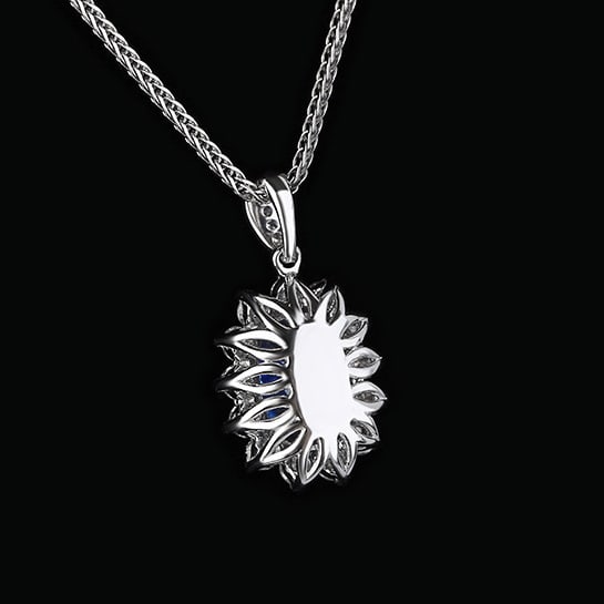 14k Gold 1.40 Ctw Natural Sapphire & Diamond Pendant( Without Chain ) - 4