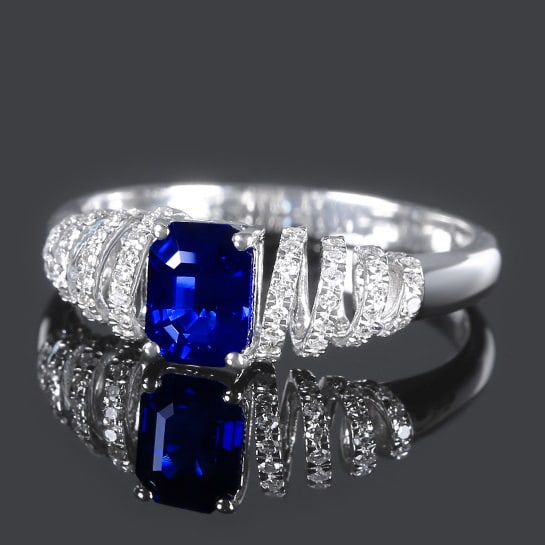 14k Gold 1.15 Ctw Natural Sapphire & Diamond Ring - 2