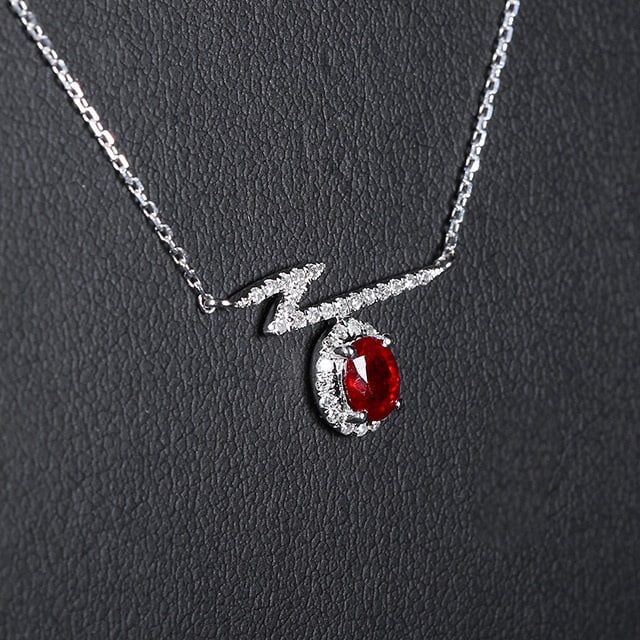 14k Gold 0.46 Ctw Natural Ruby & Diamond Necklace - 2