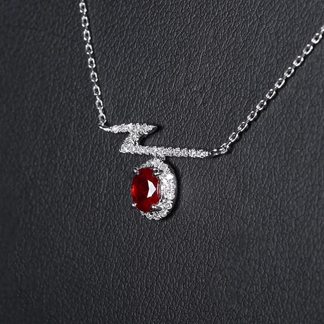 14k Gold 0.46 Ctw Natural Ruby & Diamond Necklace - 3