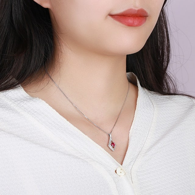 14k Gold 0.91 Ctw Natural Ruby & Diamond Pendant( Without Chain ) - 6