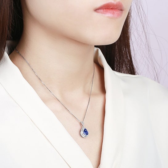 14k Gold 1.93 Ctw Natural Sapphire & Diamond Pendant( Without Chain ) - 6