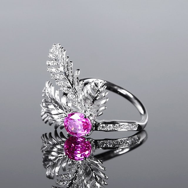 14k Gold 1.71 Ctw Natural Padparadscha Sapphire & Diamond Ring - 2