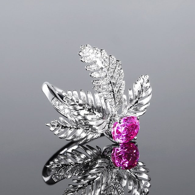 14k Gold 1.71 Ctw Natural Padparadscha Sapphire & Diamond Ring - 3
