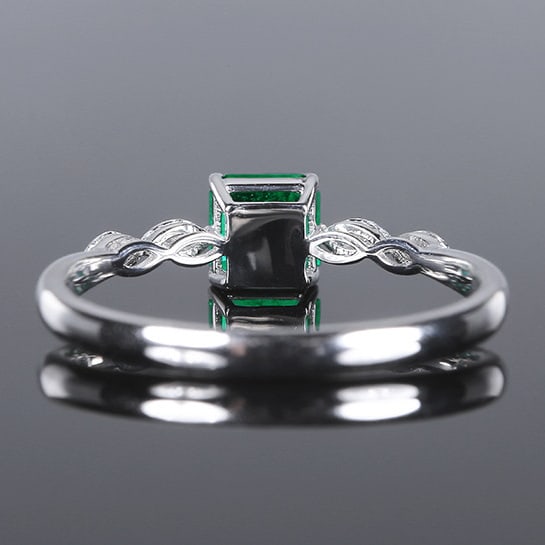 14k Gold 0.72 Ctw Vivid Green Natural Emerald & Diamond Ring - 4