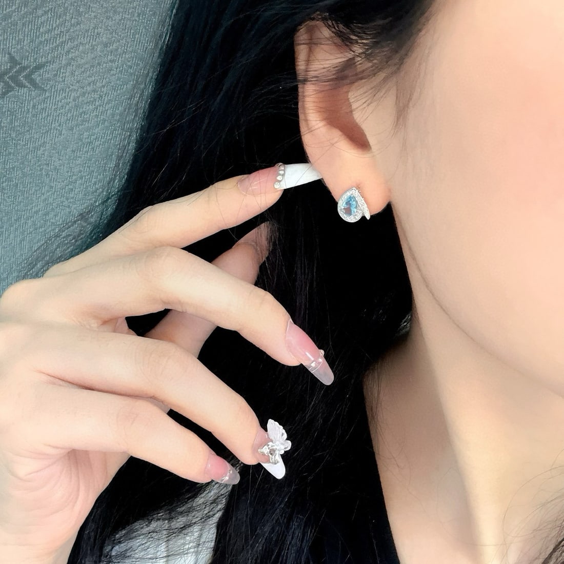 14k Gold 1.04 Ctw Natural Aquamarine & Diamond Earrings - 6