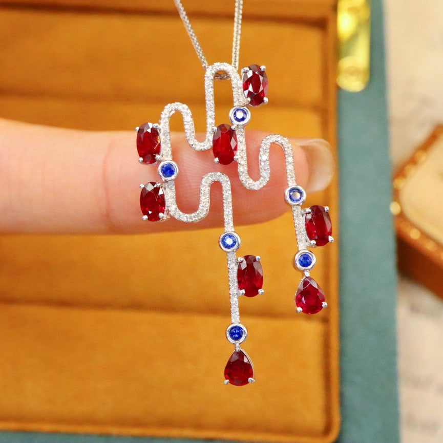 14k Gold 2.73 Ctw Natural Ruby & Diamond Pendant( Without Chain ): Ref:230970298 // gold content:14k gold // main gemstone:ruby // shape:multiply // carat weight:2. 46ct // color:pigeonblood red // treatment:natural // // adjacent gemstone 2 : diamond // number of st