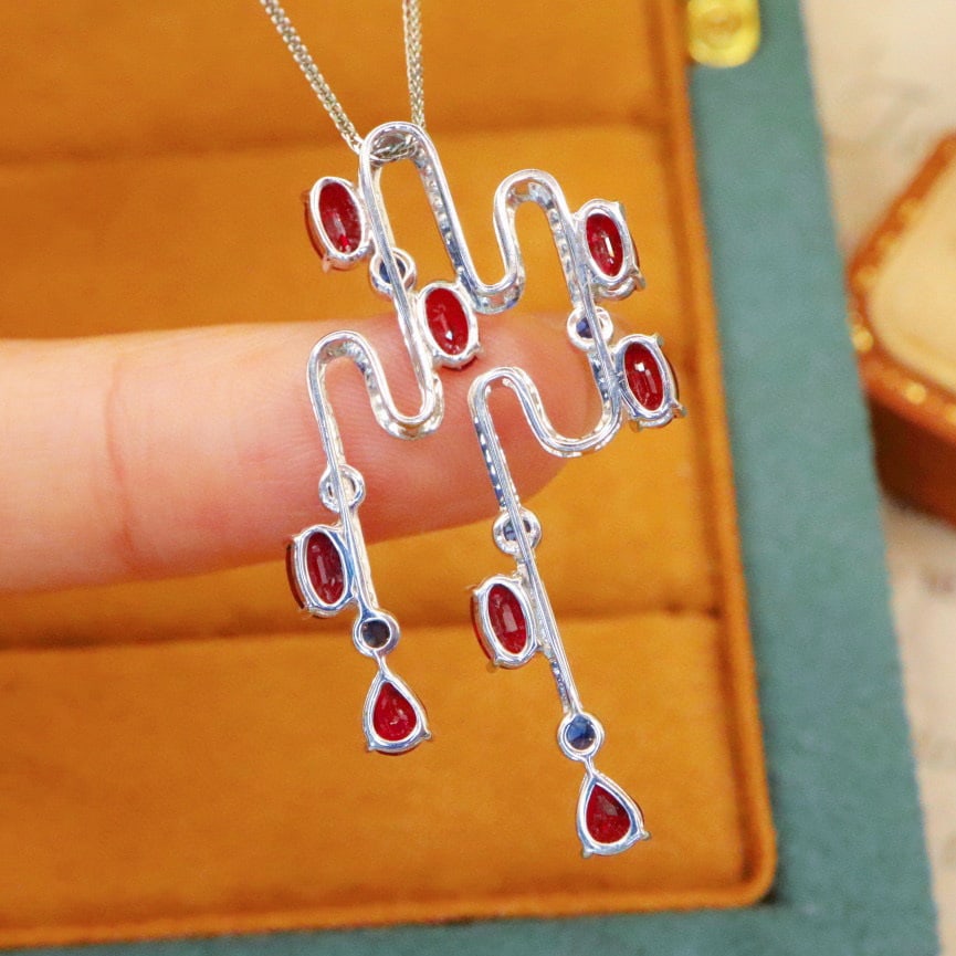 14k Gold 2.73 Ctw Natural Ruby & Diamond Pendant( Without Chain ) - 4