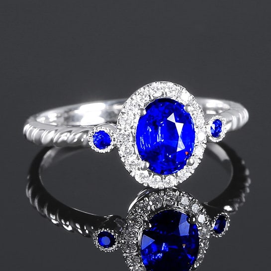 14k Gold 0.84 Ctw Natural Sapphire & Diamond Ring - 3