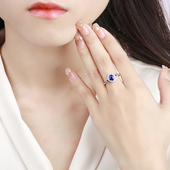 14k Gold 0.84 Ctw Natural Sapphire & Diamond Ring - 5