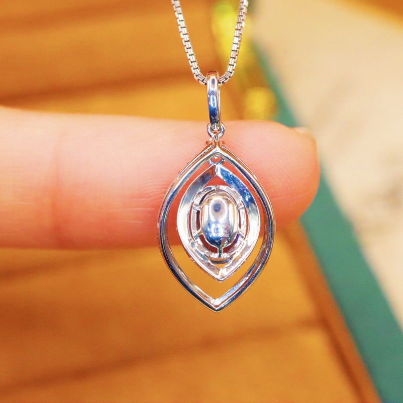 14k Gold 1.37 Ctw Natural Sapphire & Diamond Pendant( Without Chain ) - 4