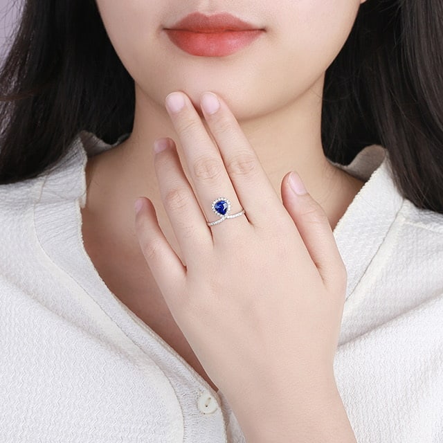 14k Gold 1.58 Ctw Natural Sapphire & Diamond Ring - 5