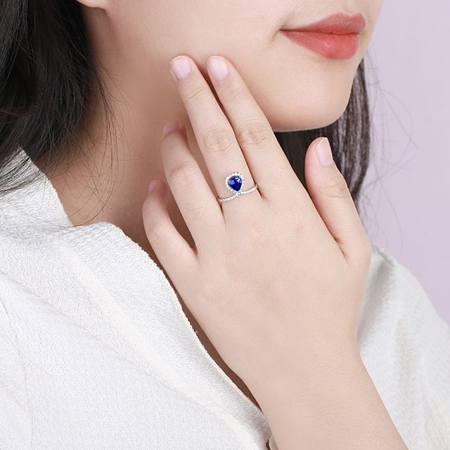 14k Gold 1.58 Ctw Natural Sapphire & Diamond Ring - 6