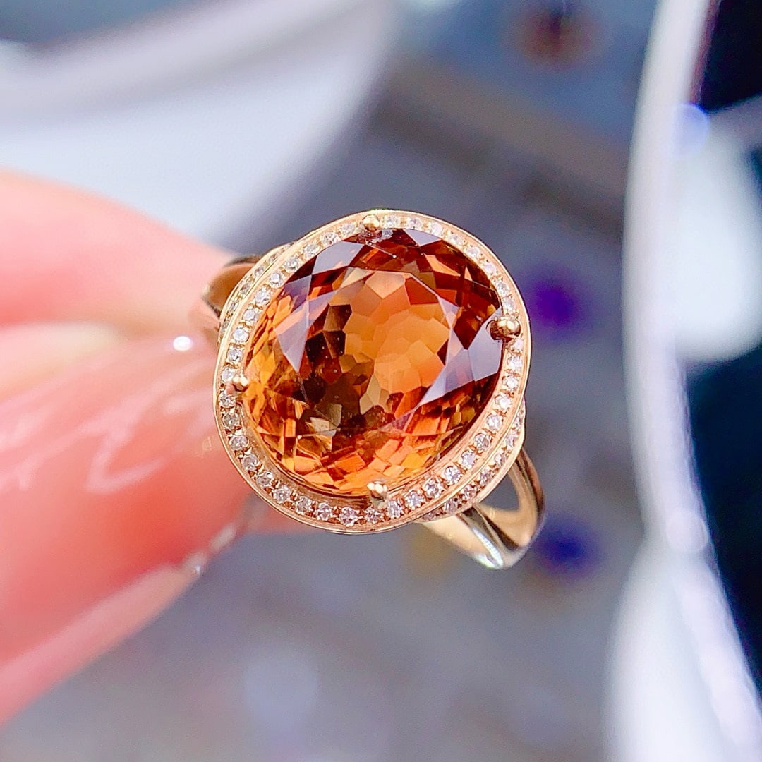 14k Gold 6.3 Ct Natural Tourmaline & Diamond Ring - 2