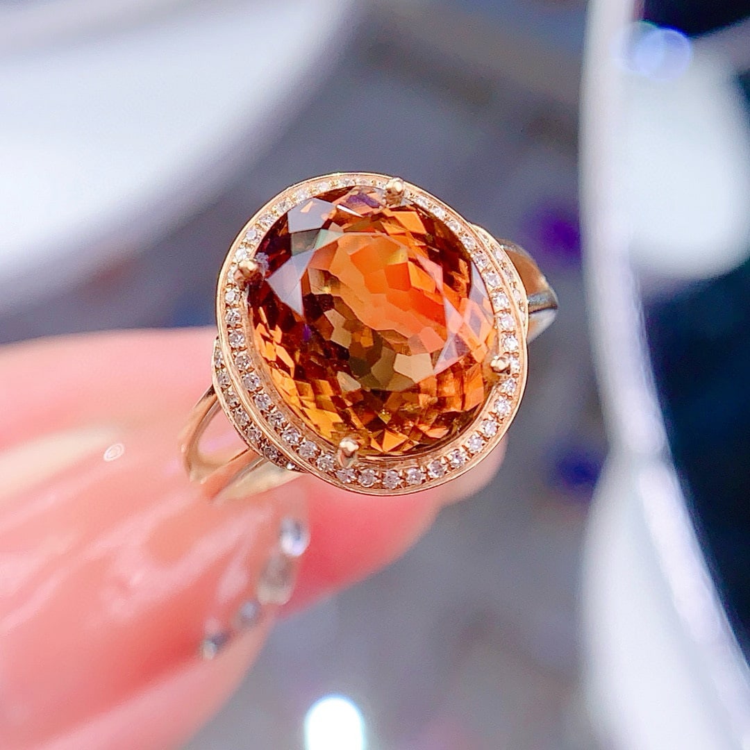 14k Gold 6.3 Ct Natural Tourmaline & Diamond Ring - 3