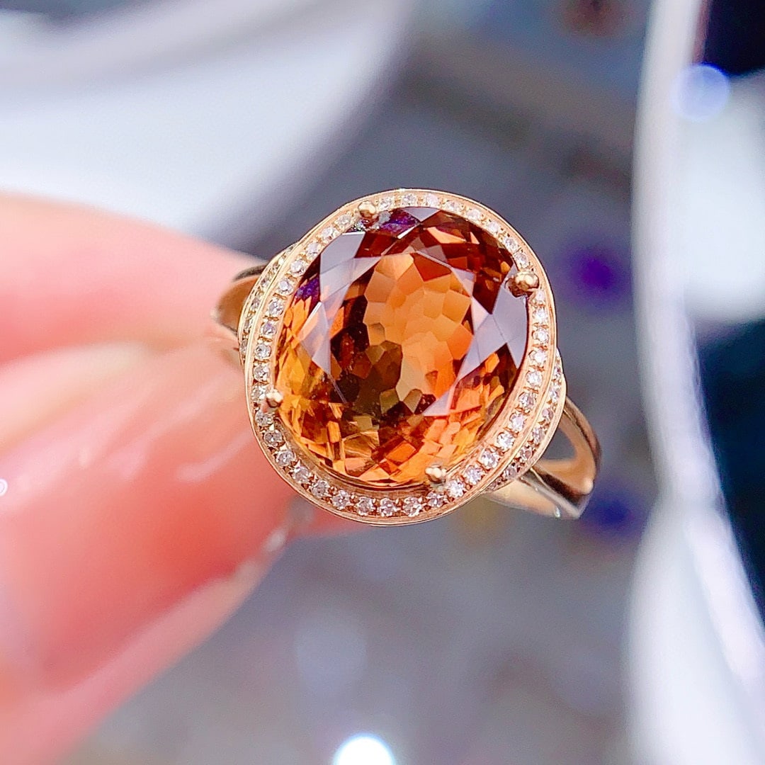 14k Gold 6.3 Ct Natural Tourmaline & Diamond Ring - 4