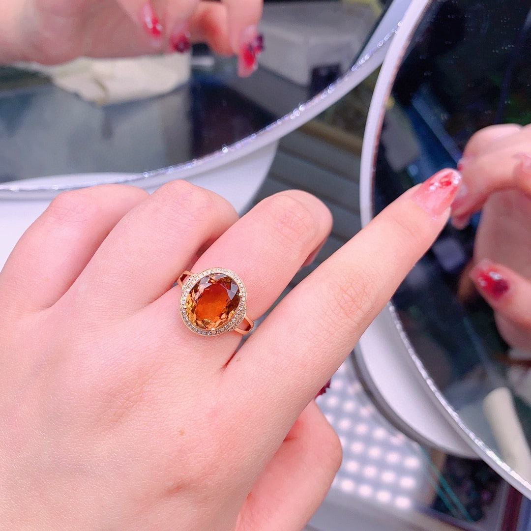14k Gold 6.3 Ct Natural Tourmaline & Diamond Ring - 6