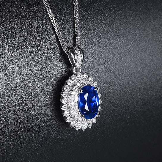 14k Gold 1.57 Ctw Natural Sapphire & Diamond Pendant( Without Chain ) - 3