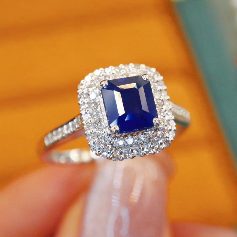 14k Gold 1.39 Ctw Natural Sapphire & Diamond Ring - 3