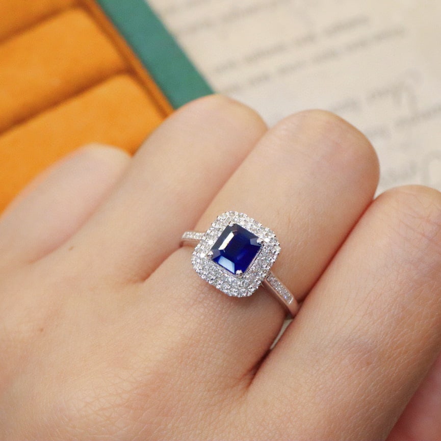 14k Gold 1.39 Ctw Natural Sapphire & Diamond Ring - 5