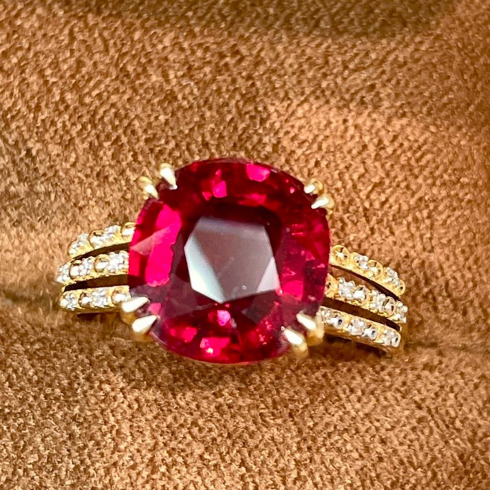 14k Gold 3.66 Ct Natural Tourmaline & Diamond Ring - 5
