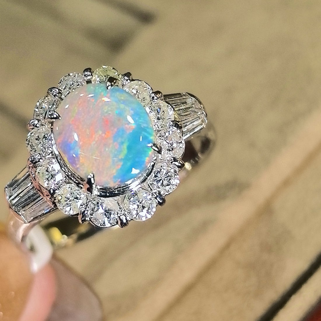 14k Gold 2.01 Ctw Natural Opal & Diamond Ring - 3