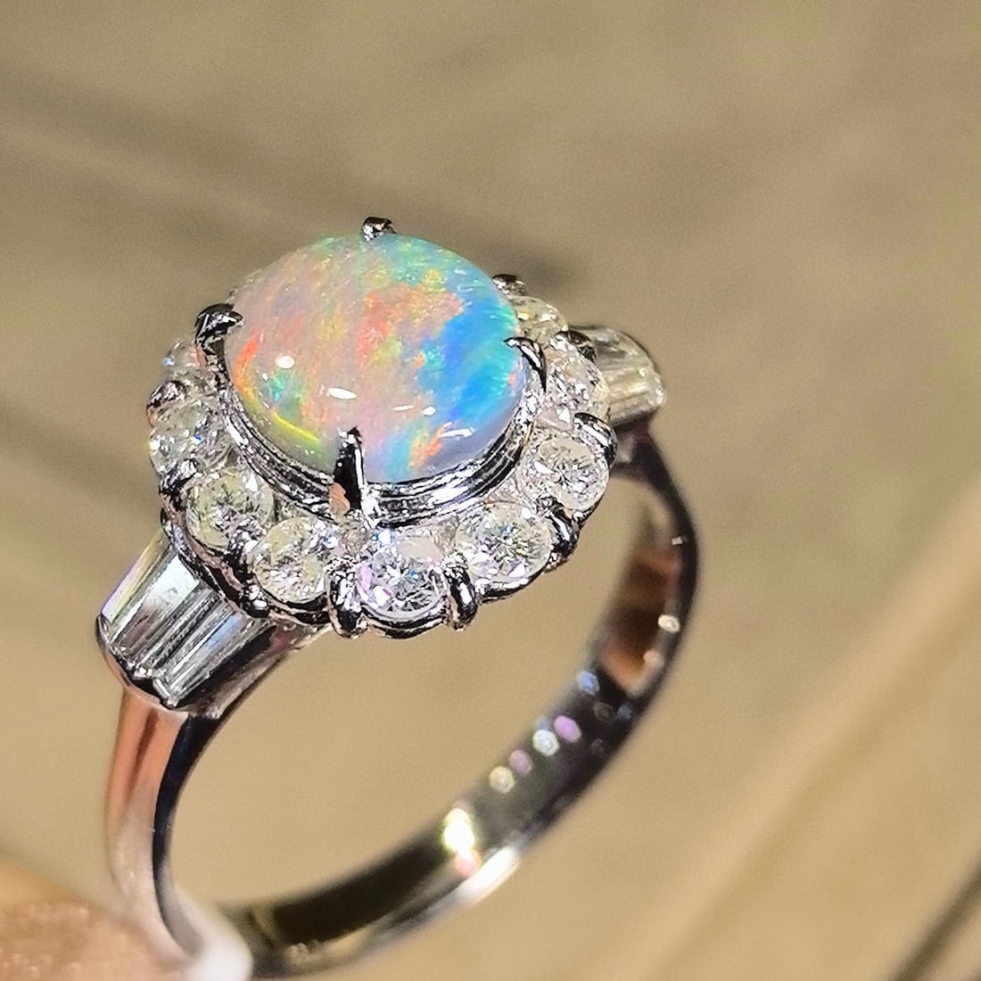 14k Gold 2.01 Ctw Natural Opal & Diamond Ring - 5