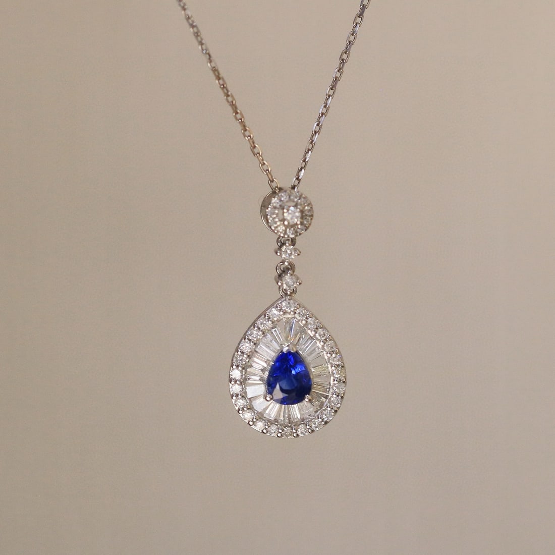 14k Gold 1.00 Ctw Natural Sapphire & Diamond Pendant( Without Chain ) - 5