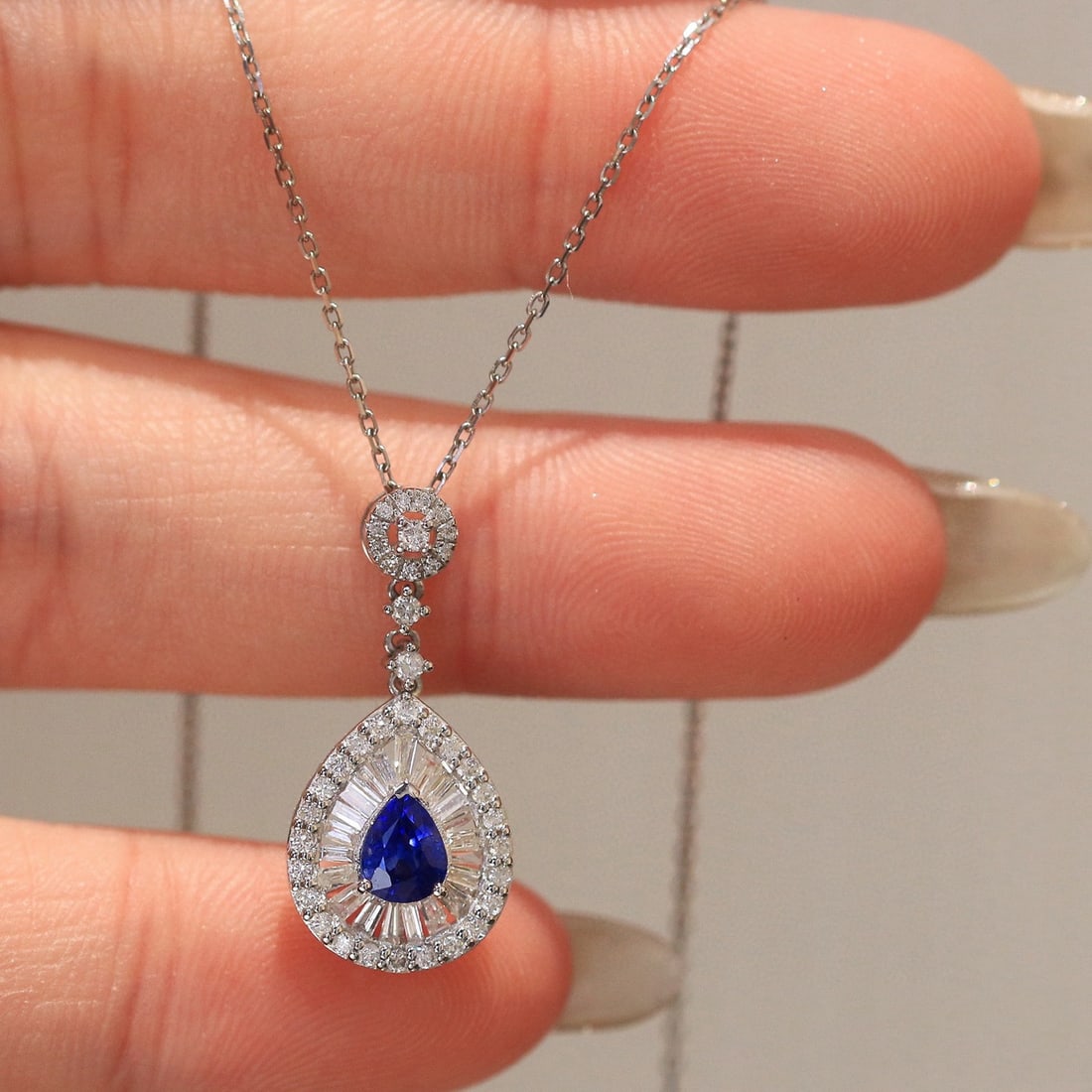 14k Gold 1.00 Ctw Natural Sapphire & Diamond Pendant( Without Chain ) - 6