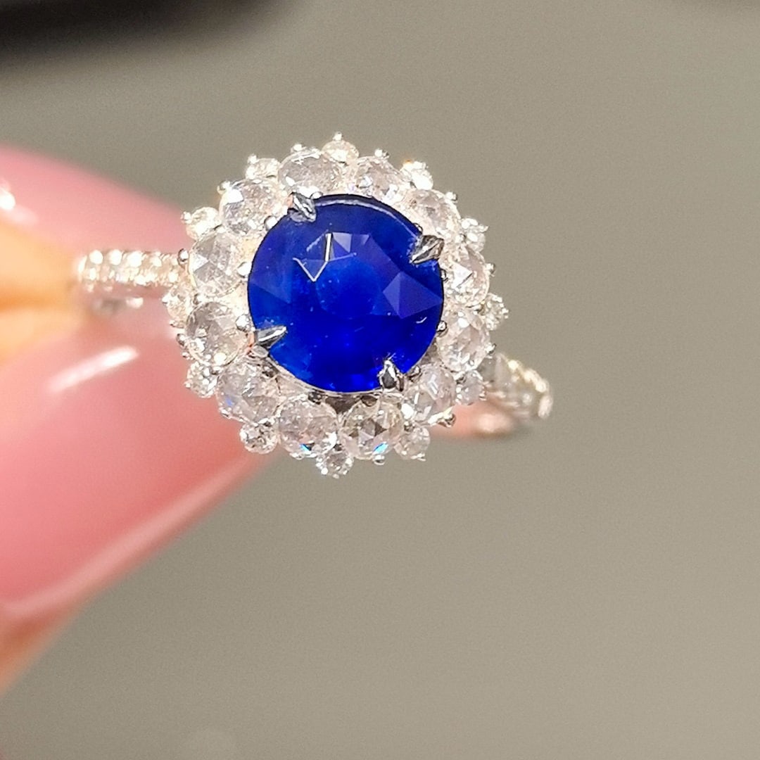14k Gold 1.67 Ctw Natural Sapphire & Diamond Ring - 4