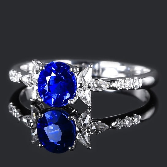 14k Gold 1.19 Ctw Natural Sapphire & Diamond Ring - 2