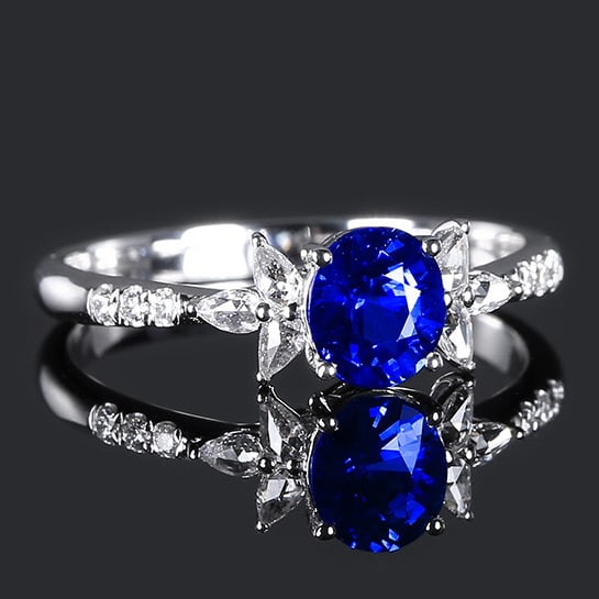 14k Gold 1.19 Ctw Natural Sapphire & Diamond Ring - 3