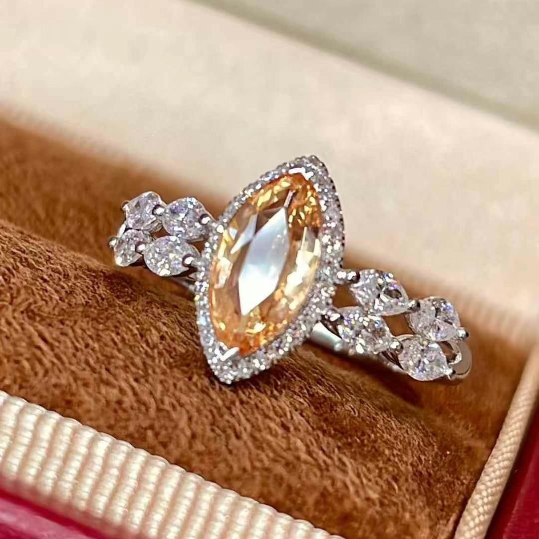 14k Gold 1.65 Ctw Natural Padparadscha Sapphire & Diamond Ring - 3
