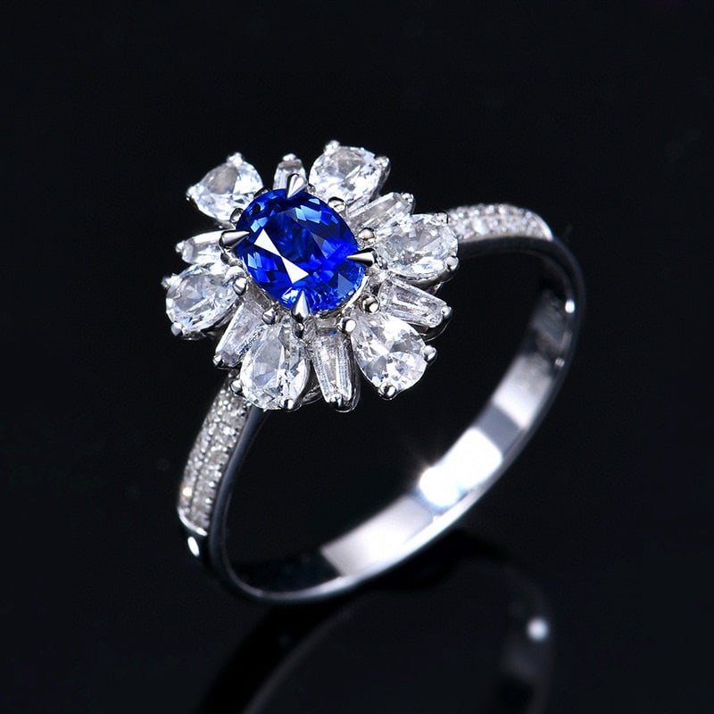 14k Gold 0.73 Ctw Natural Sapphire & Diamond Ring - 2