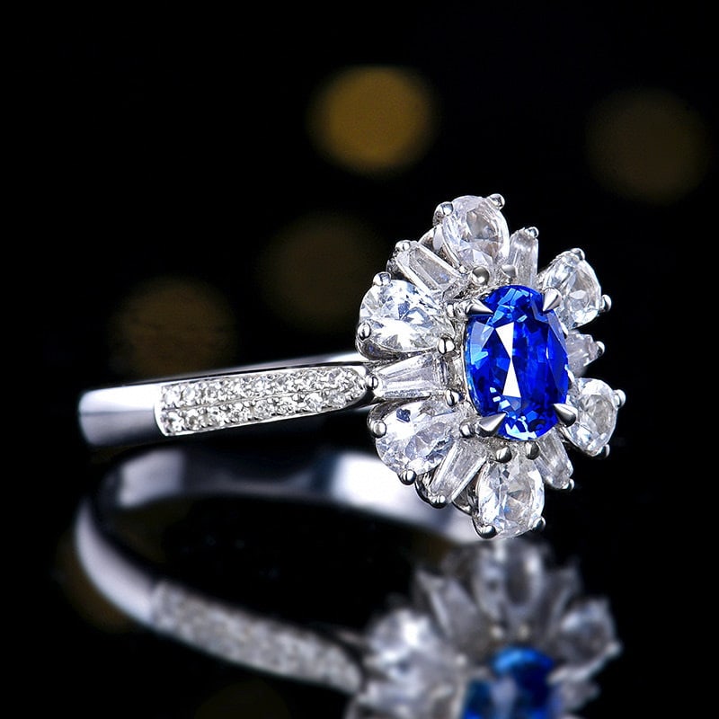 14k Gold 0.73 Ctw Natural Sapphire & Diamond Ring - 3
