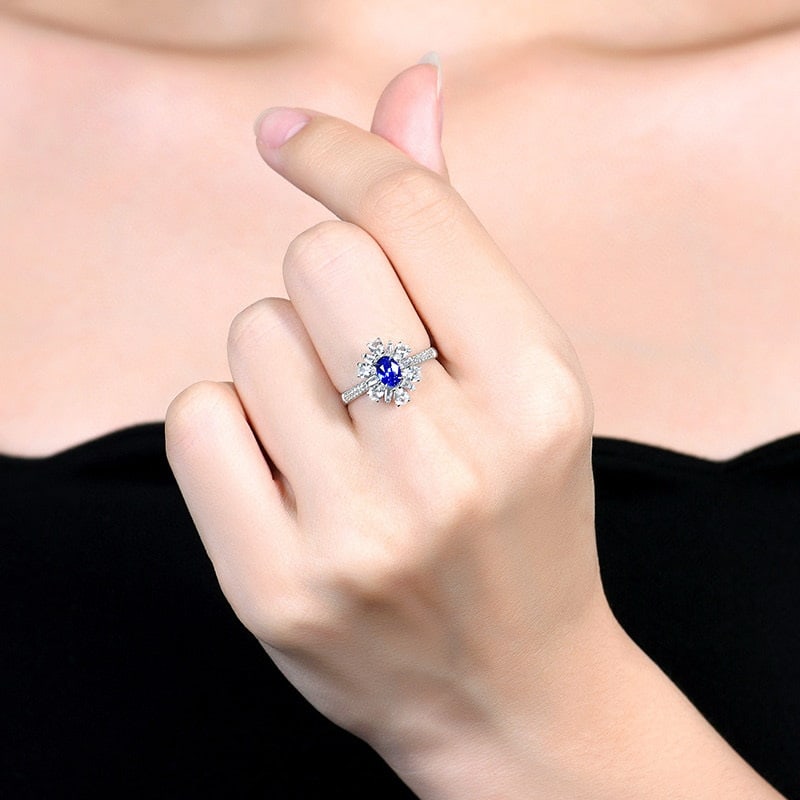 14k Gold 0.73 Ctw Natural Sapphire & Diamond Ring - 5