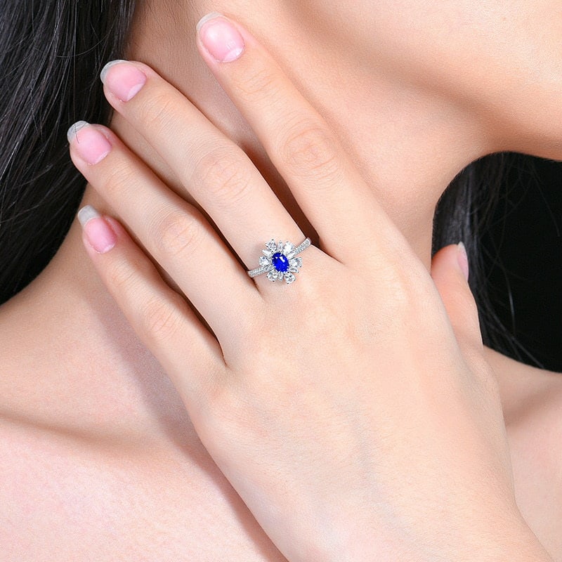 14k Gold 0.73 Ctw Natural Sapphire & Diamond Ring - 6