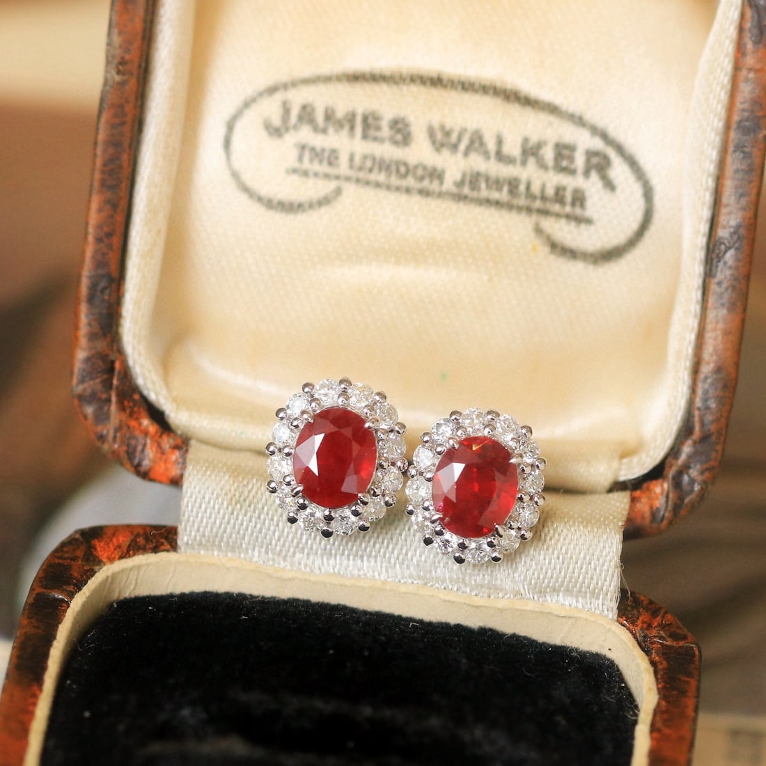 14k Gold 1.78 Ctw Natural Ruby & Diamond Earrings - 2