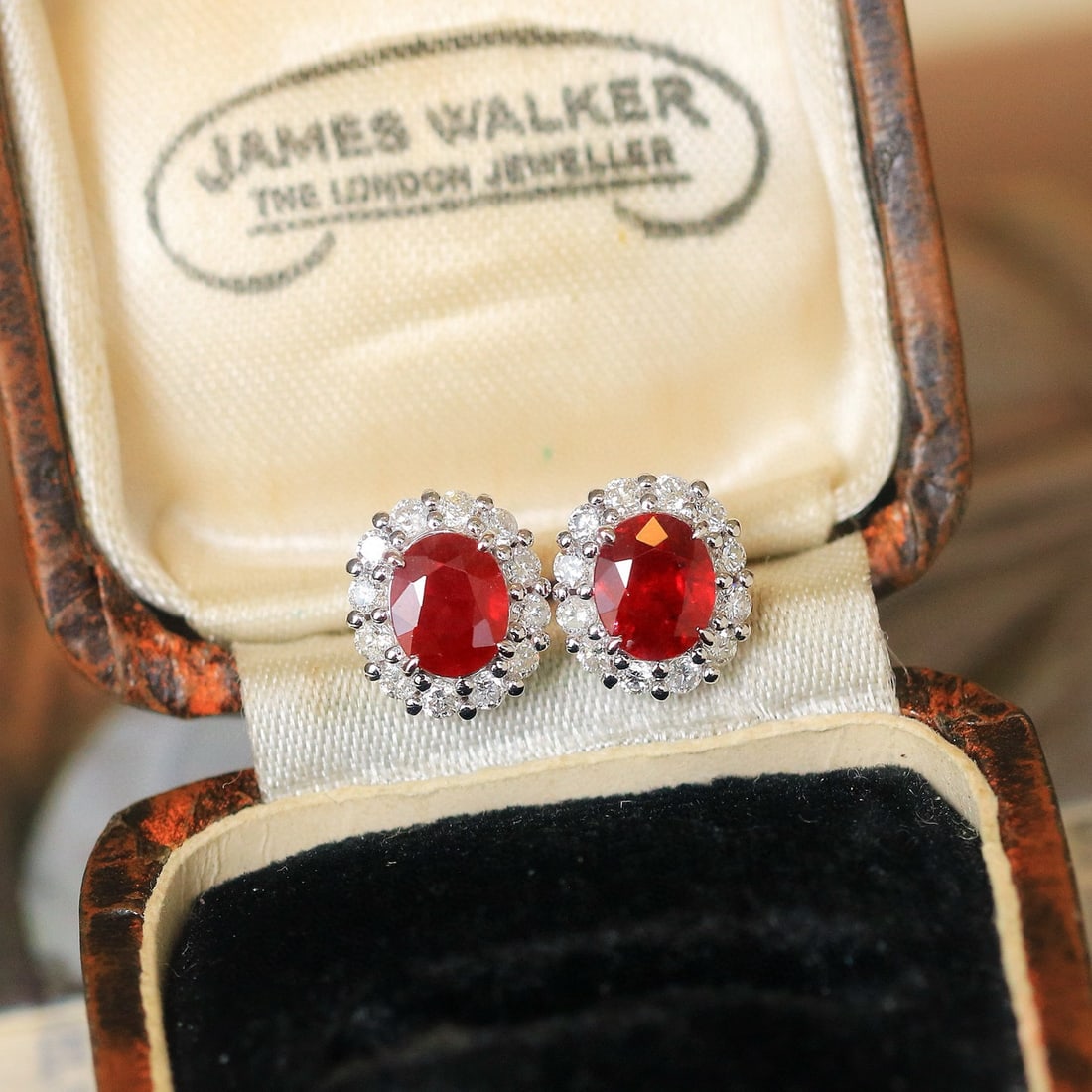 14k Gold 1.78 Ctw Natural Ruby & Diamond Earrings - 3
