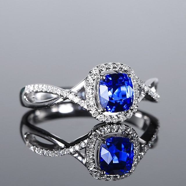 14k Gold 1.24 Ctw Natural Sapphire & Diamond Ring - 2