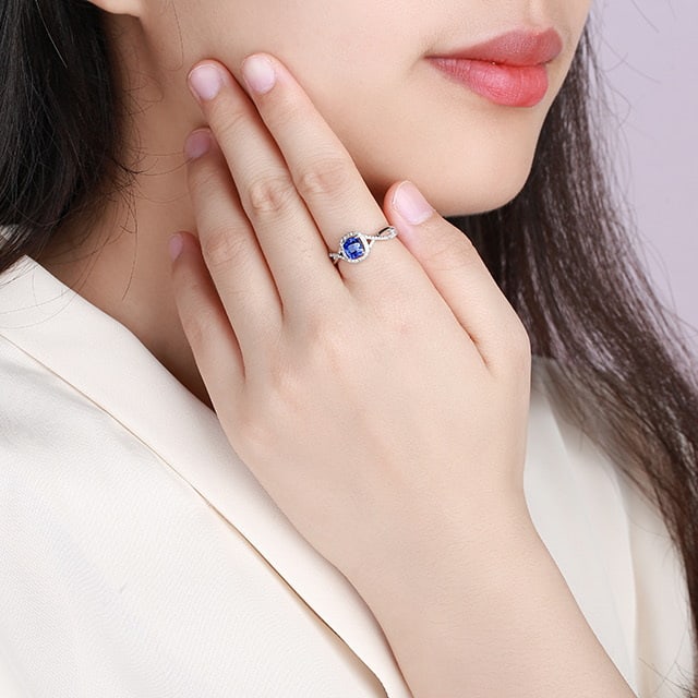 14k Gold 1.24 Ctw Natural Sapphire & Diamond Ring - 6