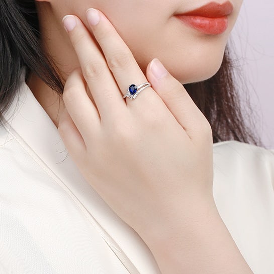 14k Gold 1.30 Ctw Natural Sapphire & Diamond Ring - 6
