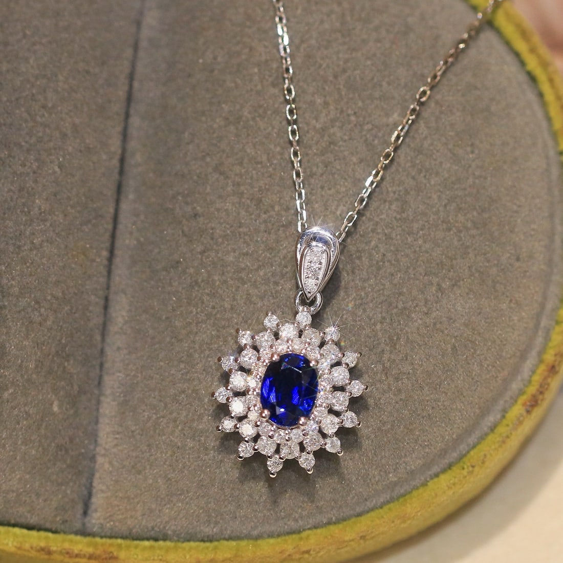 14k Gold 1.15 Ctw Natural Sapphire & Diamond Pendant( Without Chain ) - 4
