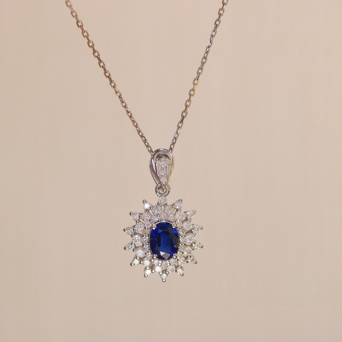 14k Gold 1.15 Ctw Natural Sapphire & Diamond Pendant( Without Chain ) - 5