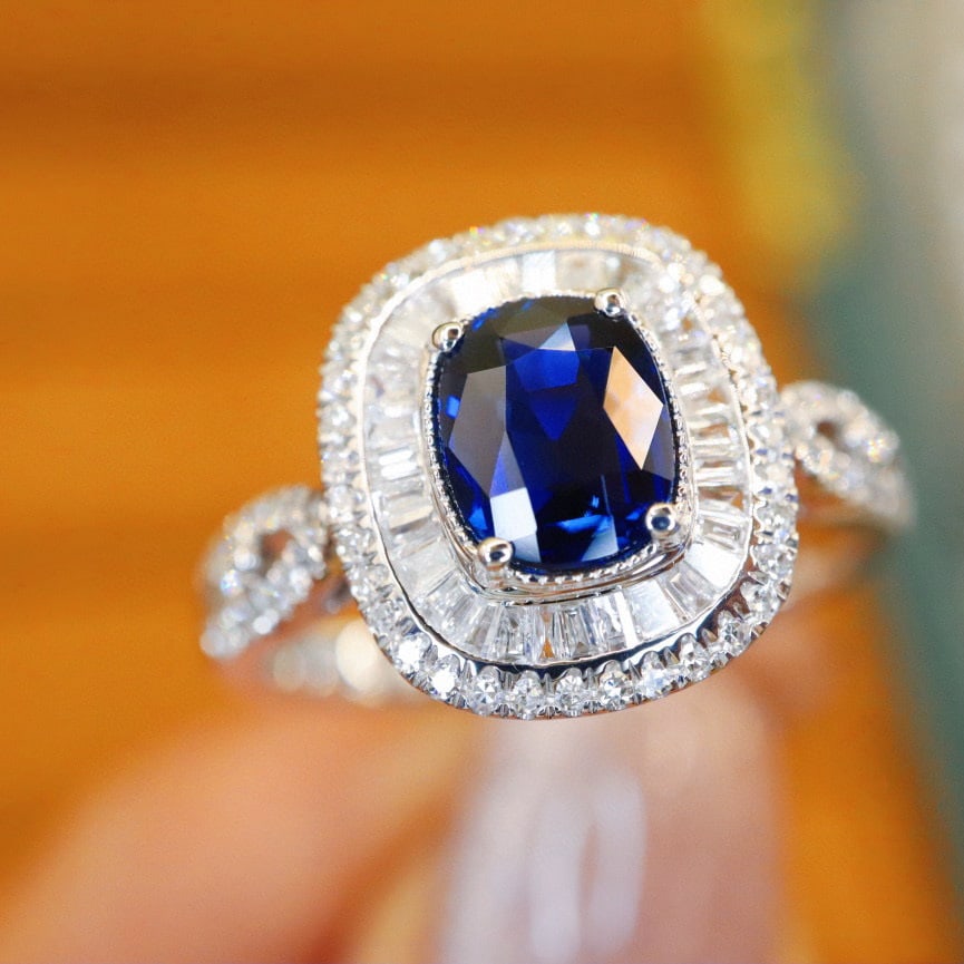 14k Gold 1.53 Ctw Natural Sapphire & Diamond Ring - 3