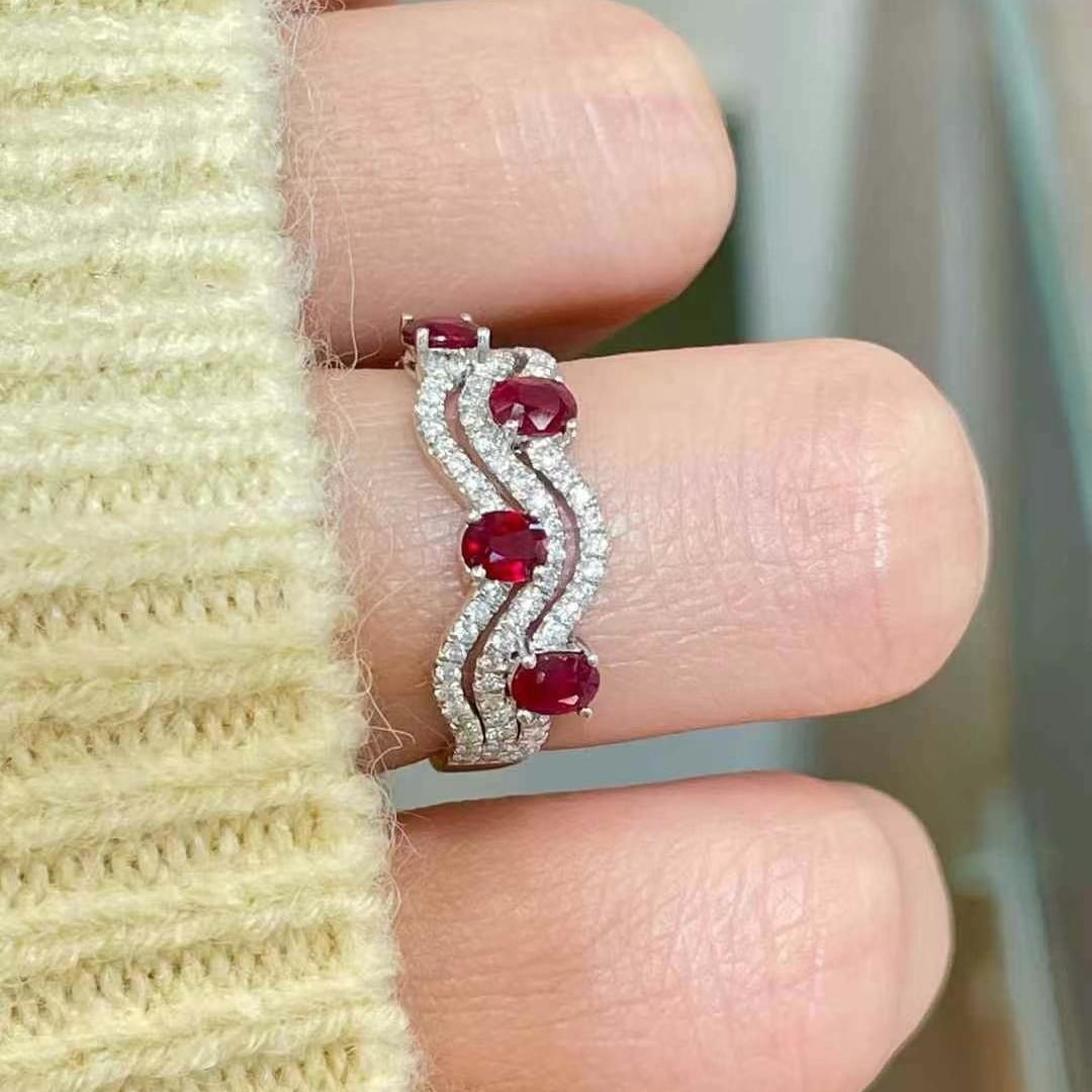 14k Gold 0.9 Ct Natural Ruby & Diamond Ring - 4